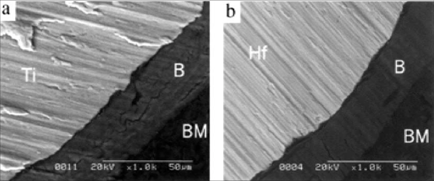 Figura 1 Imagenes tomadas por microscopio electronico de barrido SEM de la interface